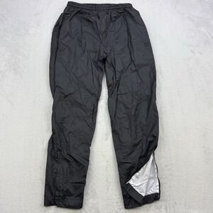 Vintage Wilson Pants Mens Medium Black Track 100 Nylon Ankle Zip Lined Y2K